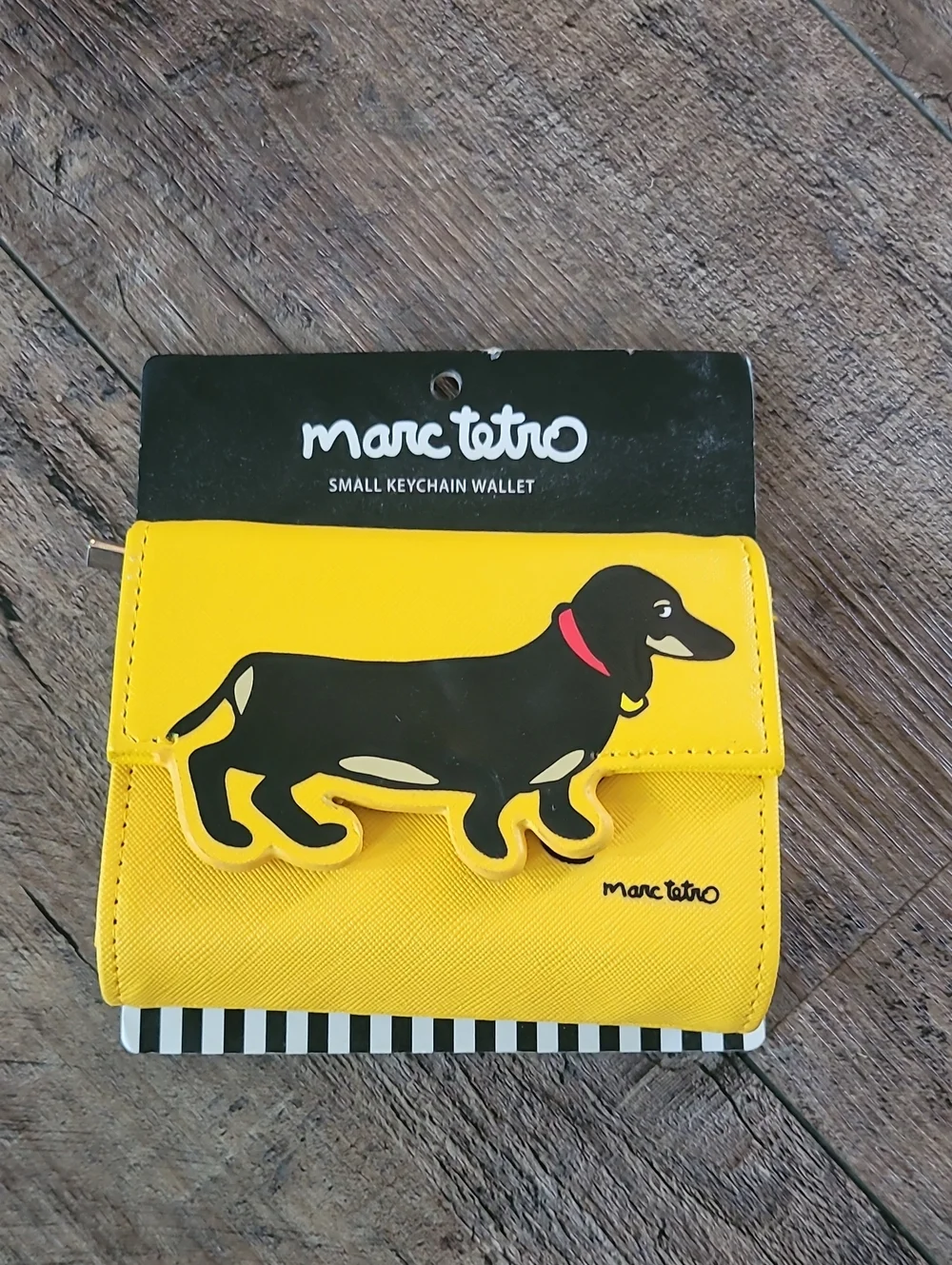 Marc Tetro Yellow Dachshund Small Keychain Wallet